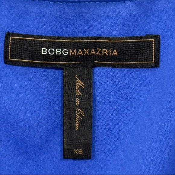 BCBGMaxAzria Silk Babydoll Tank Top Satin Blue Smocked XS Y2K Vintage Party Chic - Picture 6 of 11